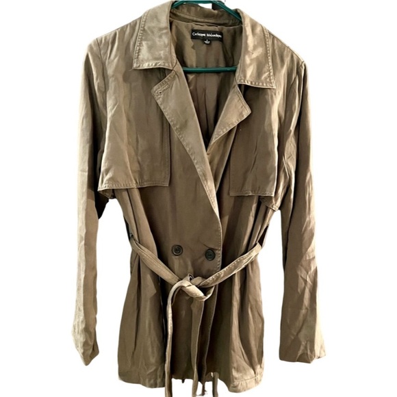 Catherine Malandrino Jackets & Blazers - Catherine Malandrino Hip Length Tan Trench Coat